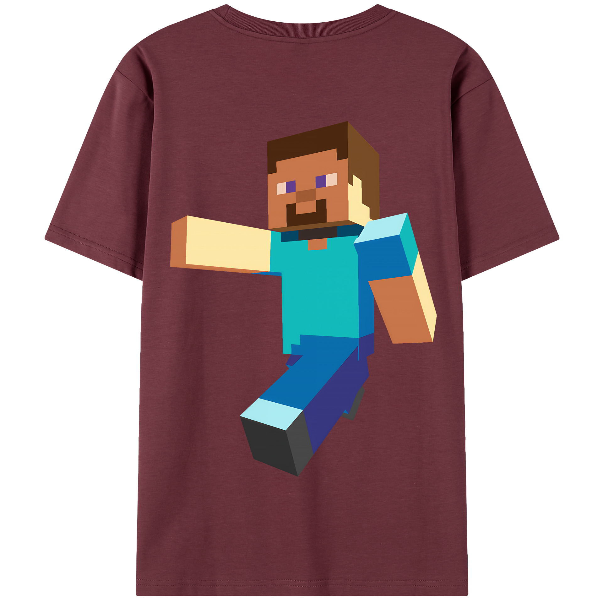 （画像用） マインクラフト ブロックの世界 Minecraft MC Block world 綿100％半袖Tシャツ（背面プリント）